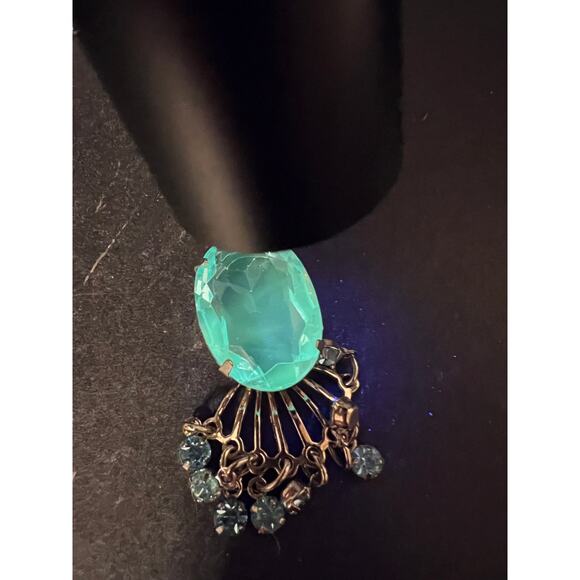 Vintage Park Lane Mid Century Blue Glass Chandelier Necklace 21” - Picture 7 of 9